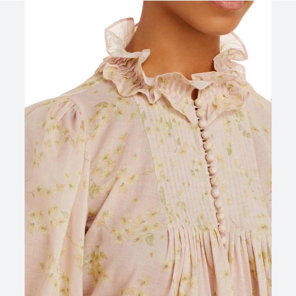 Rebecca Taylor Adela Viole Blush Floral Blouse - Picture 2 of 9